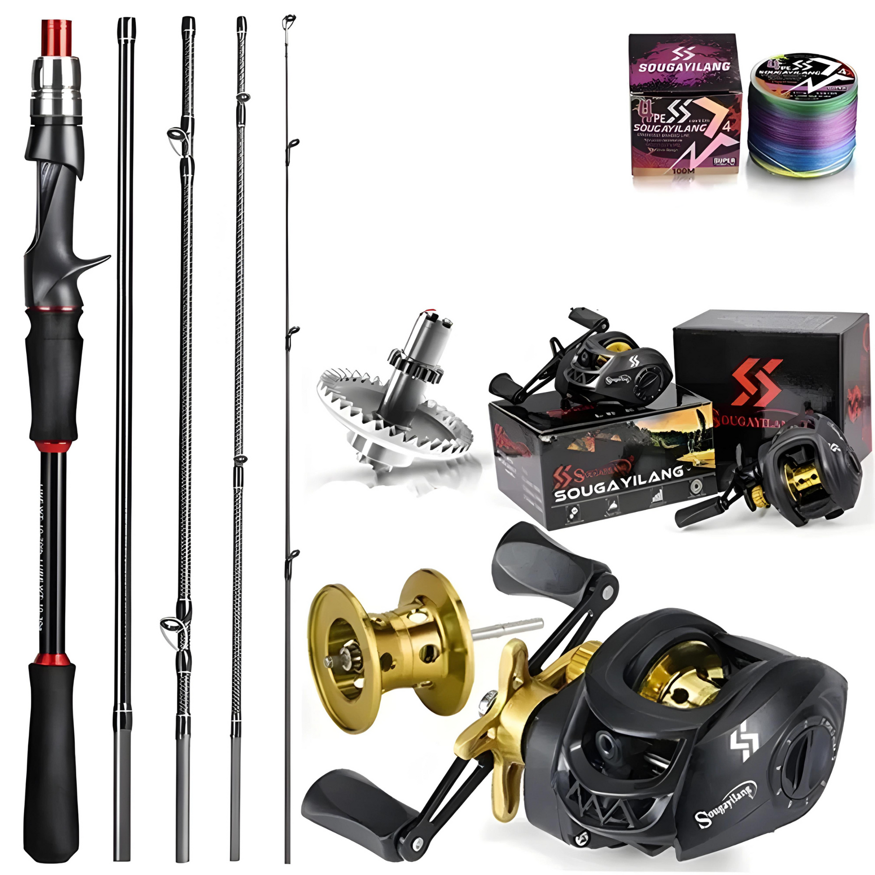 Kit De Pesca Sougayilang Fibra De Carbono Drag 8kg + Brinde