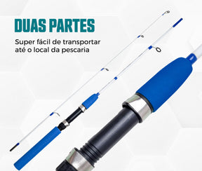 Kit Planeta Da Pesca com varas e molinetes e caixa completa com acessórios