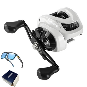 Carretilha Shimano Max Drag 8kg Ultra Leve de Aço Inoxidável + Óculos De Sol Polarizado Grátis