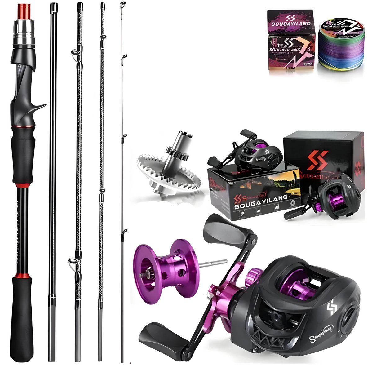 Kit De Pesca Sougayilang Fibra De Carbono Drag 8kg + Brinde