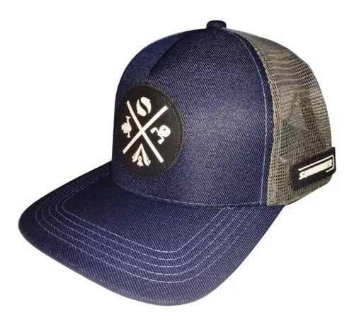 Bone Elementos Da Pesca Trucker Azul E Cinza Summer