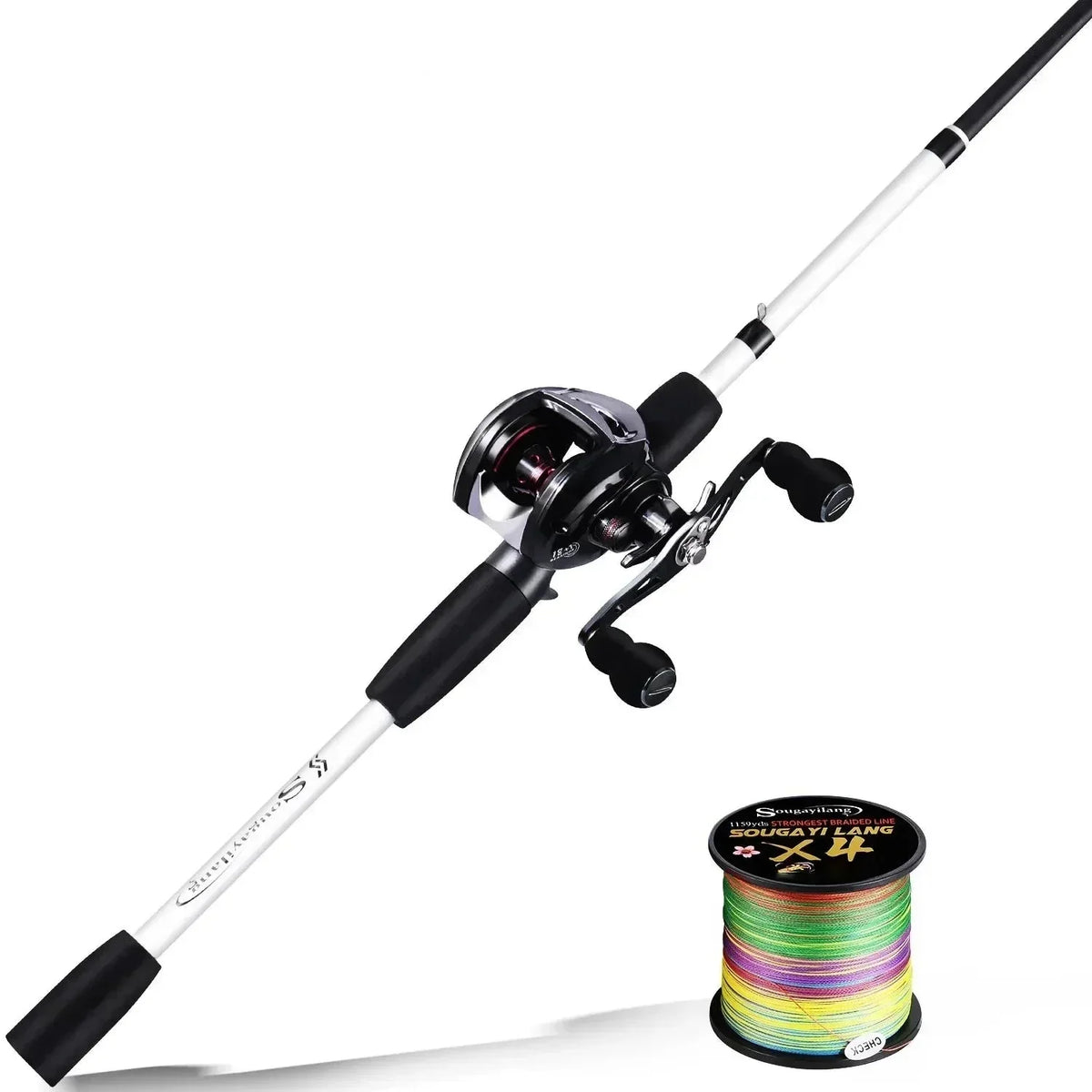 Kit de Pesca Sougayilang Carretilha de Alta Performance e Vara Leve 1.98m