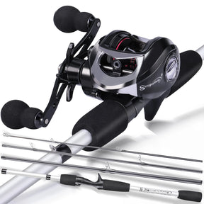 Kit de Pesca Sougayilang Carretilha de Alta Performance e Vara Leve 1.98m