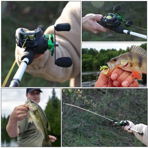 Kit De Pesca Sougayilang Com 4 Seções Carretilha Com 8 kg De Força