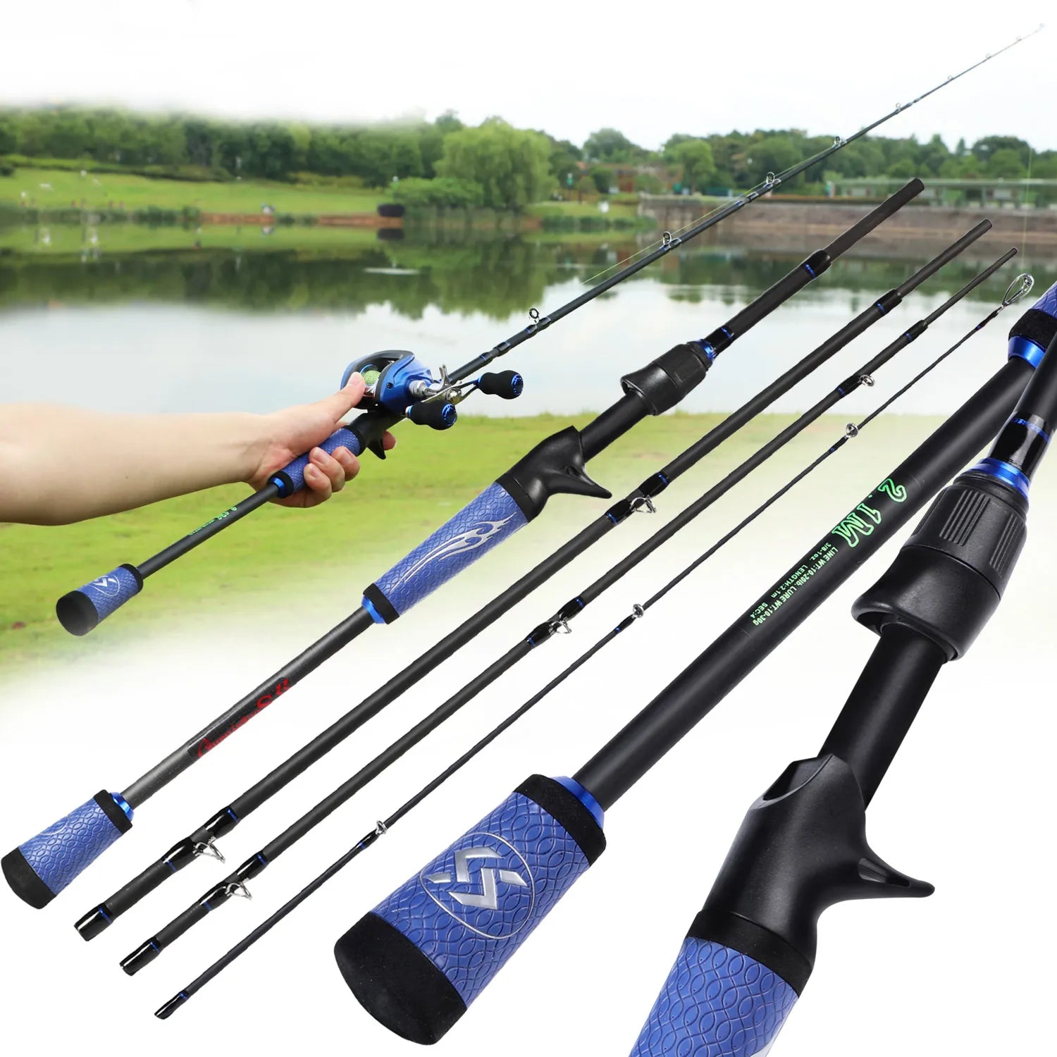 Kit De Pesca Sougayilang 1.8m 2.1m 22lbs Fibra De Carbono Drag 10kg 8.1:1