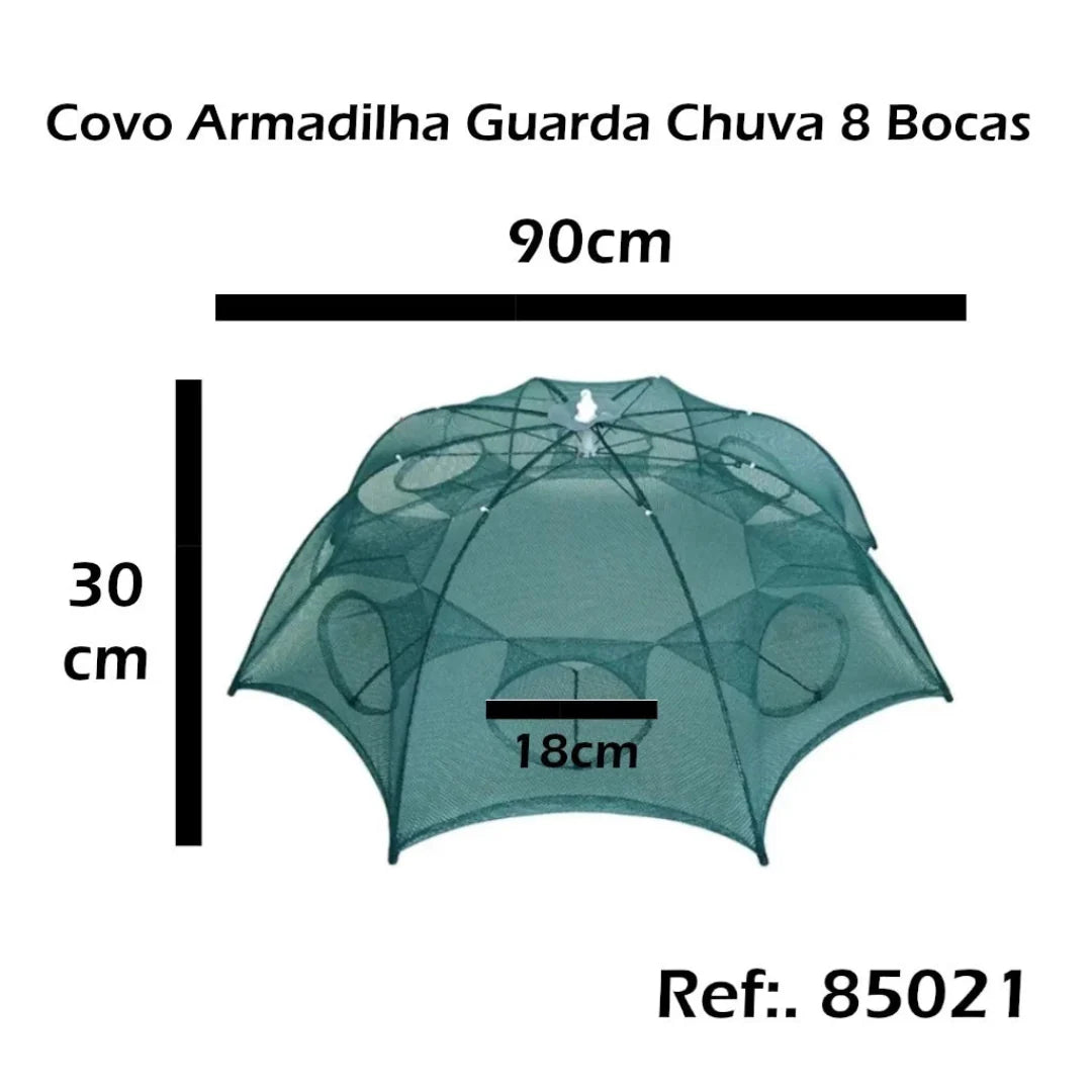 Armadilha  Peixe Isca Viva Lambaris Camarões 90x90cm/ peixes com 8 entradas Rede Retrátil