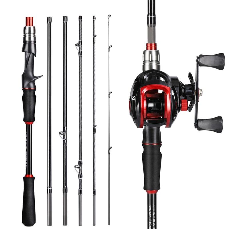 Kit Carbon - Vara de pesca fibra de carbono 2.1M + Carretilha de Pesca 7:2.1