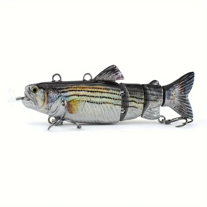 Isca de Pesca Robótica Multijuntada com Design Irídeo Realista, 10cm/20g, Ação Afundante, Perfeito para Pesca em Água Doce e Salgada, Iscas Superficiais