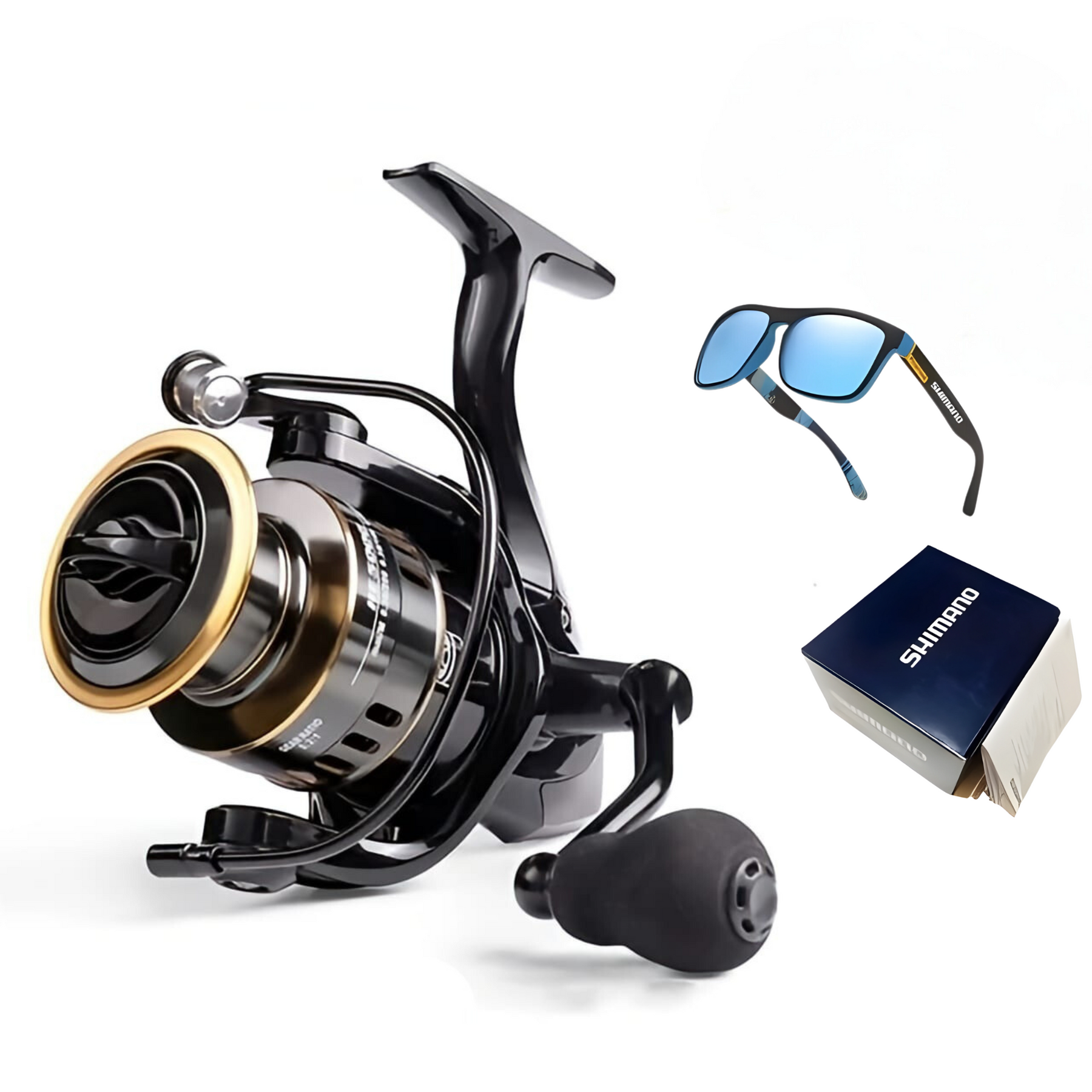 Molinete de Pesca Shimano Drag de Até 15kg Com 19 Rolamentos Sistema de Rotação Super Suave + Com Óculos De Sol Polarizado De Brinde