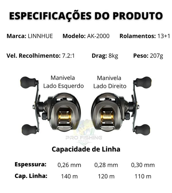 Nova Carretilha Premium LURE PRO AK-2000