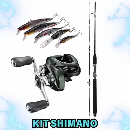 Kit Shimano - Vara Vision Carbono - Shimano Curado MGL 150/151 XG - 5 iscas Jerl Bait