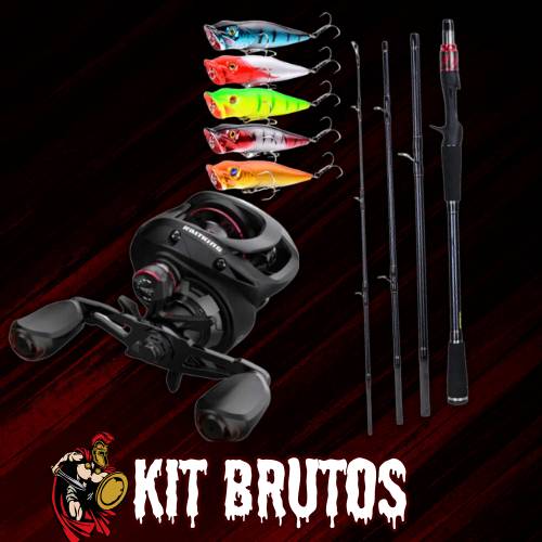 Kit Brutos  - Kastking-Brutos G2 - Vara Carbon Scorpion - 1.8m/4p - 5 Iscas Poppers