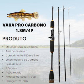 Kit Matador de Traíra - Kastking-Crixus 7 - Vara Pro Carbono - 1.8m/4p - 5 iscas Frog